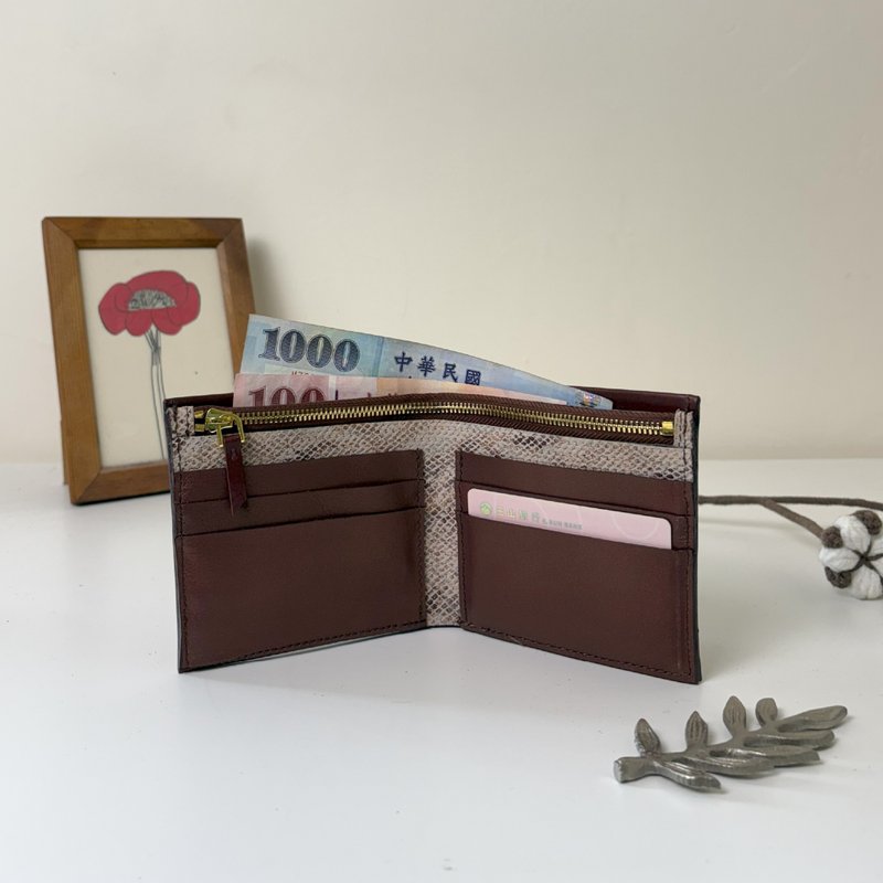 【Pinkoi 线下活动预购商品】植鞣拼接拉链短夹 - 皮夹/钱包 - 真皮 黑色