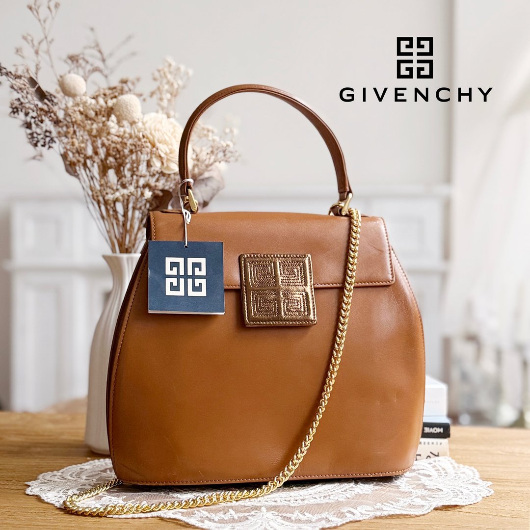 Givenchy Vintage 纪梵希 Audrey 日制4G 开扣焦糖棕真皮古董包 - 侧背包/斜挎包 - 真皮 橘色