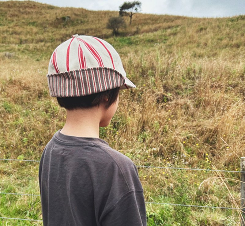 【复古骑行】撞色条纹/翻檐护耳鸭舌帽 - 帽子 - 其他材质 多色