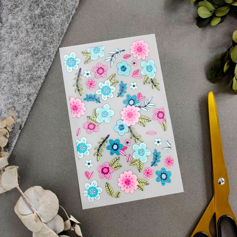 布用花草间拼贴风熨烫贴 | 热转印花贴纸 - 贴纸 - 颜料 多色