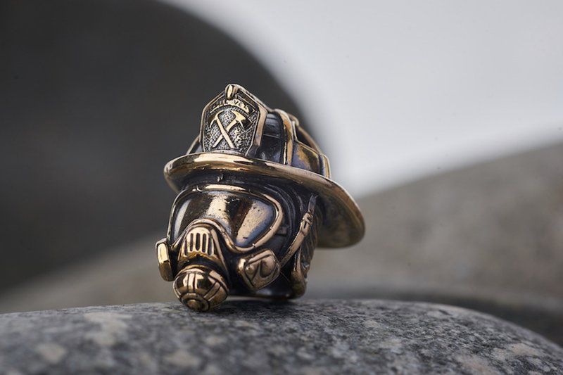 Fireman Lifeguard Helmet - knife lanyard edc paracord bead. - 其他 - 铜/黄铜 咖啡色