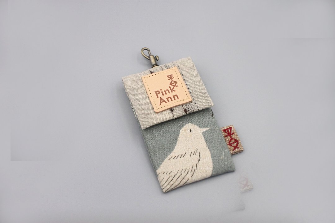 平安经典卡包-悠闲鸟儿(浅灰蓝底),悠游卡包直接过卡 - 证件套/卡套 - 棉．麻 灰色