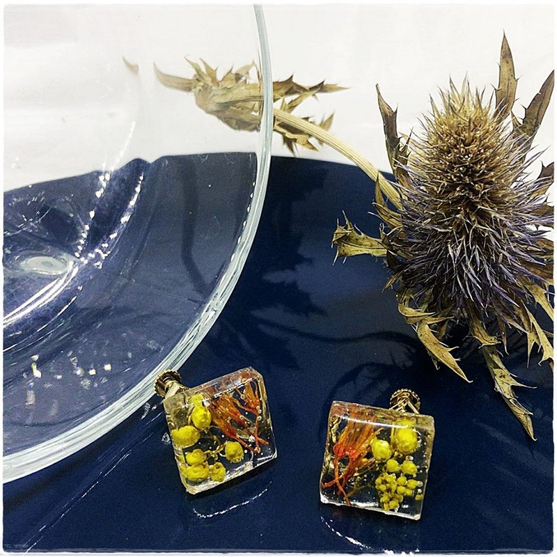 冻结  -  冰结双花 - 耳环/耳夹 - 植物．花 多色