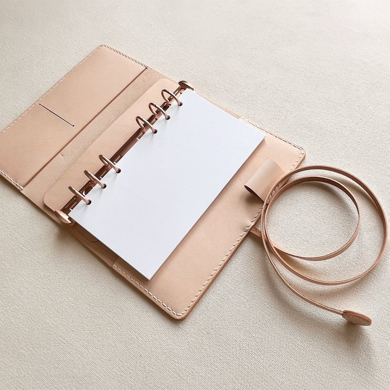 翡冷翠 A6 六孔活页皮革笔记本/书衣/手帐 -橡木白 / 定制化刻字 - 笔记本/手帐 - 真皮 白色