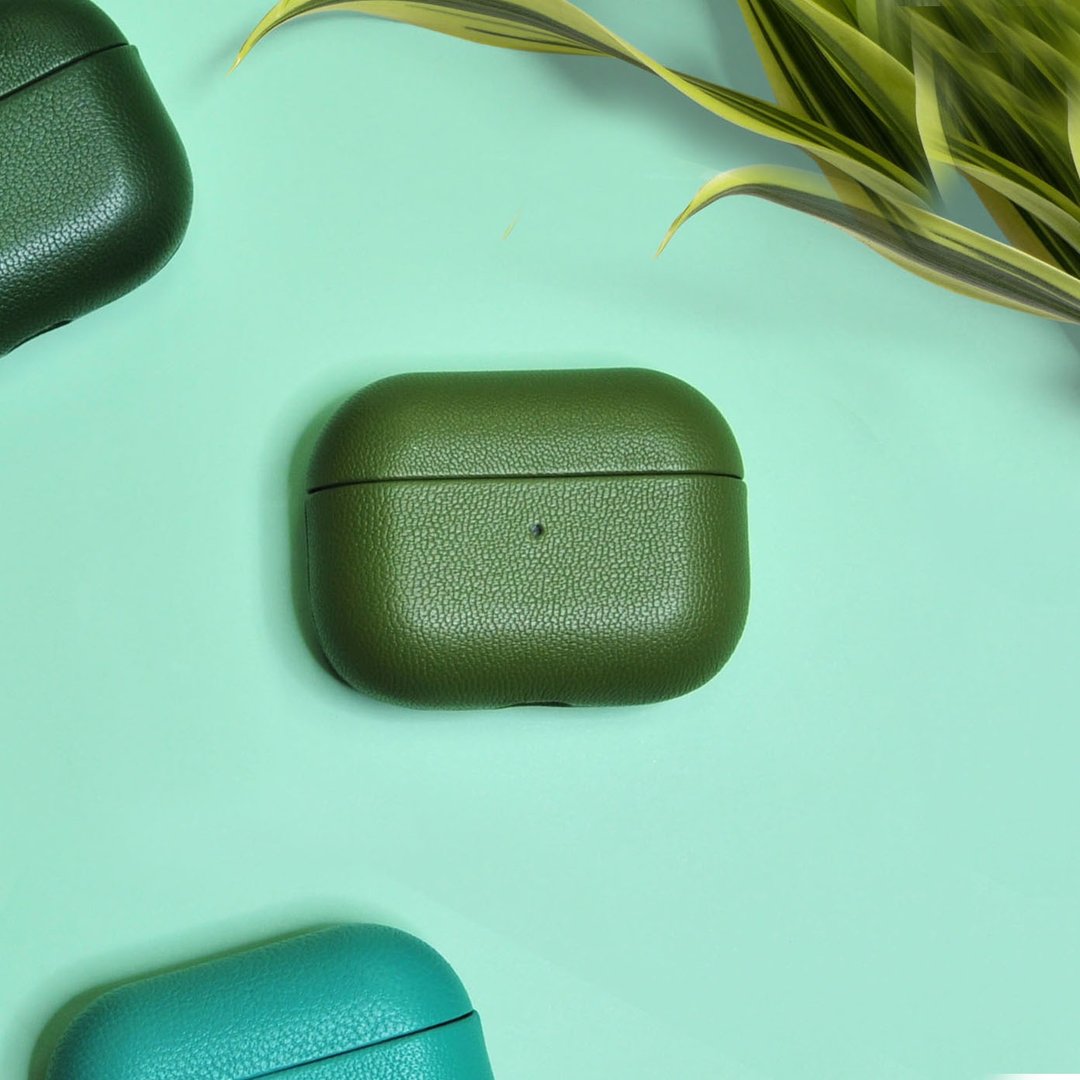 AirPods 4/3/Pro/Pro2 皮革 耳机壳 Jungle 丛林绿 配色 定制化 - 耳机 - 真皮 绿色