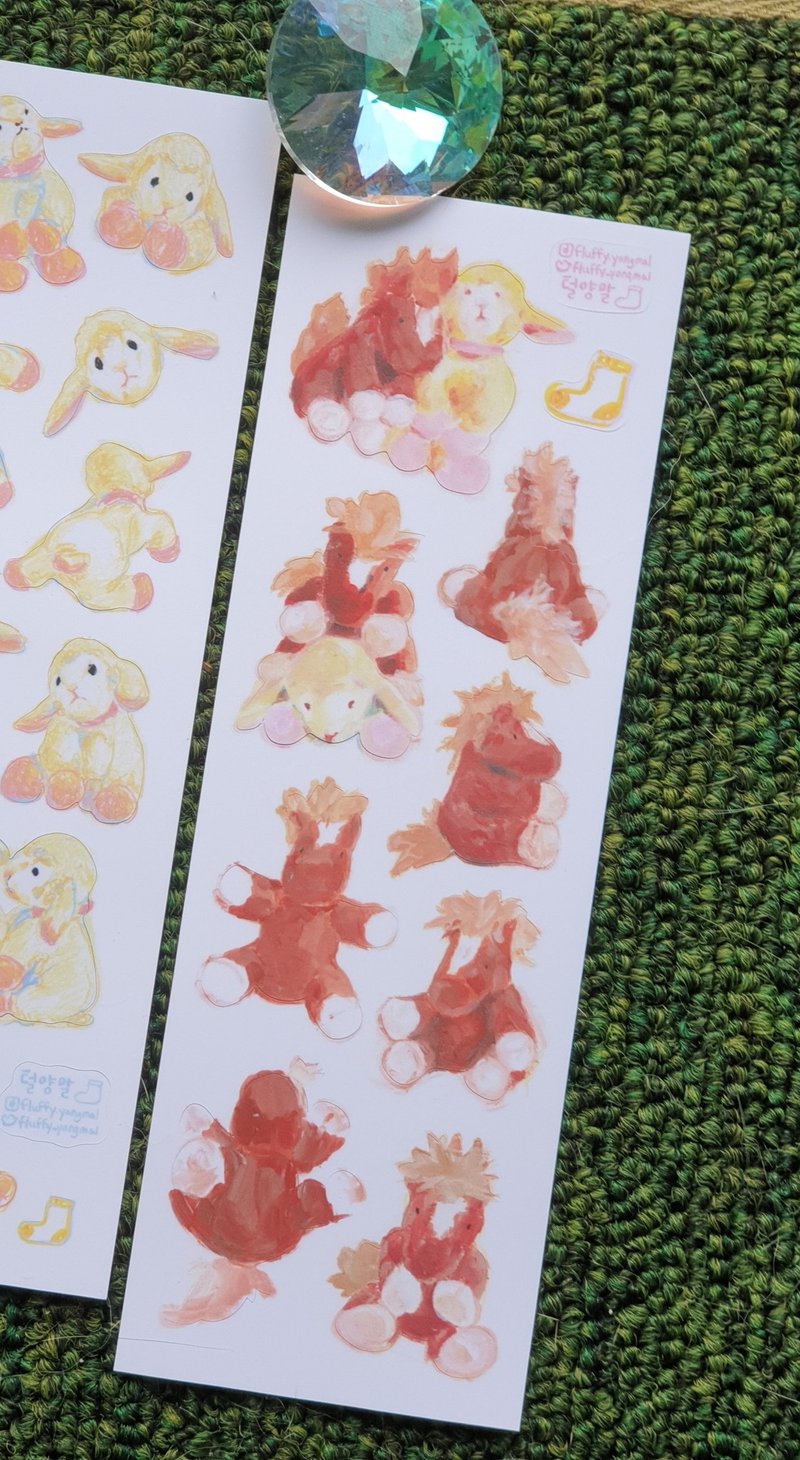 （蓬松羊毛）Malmal Horse 贴纸与明信片组 - 贴纸 - 塑料 咖啡色