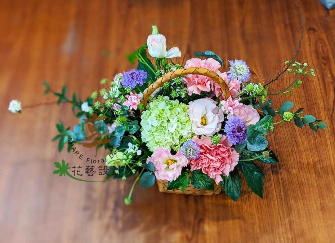 温馨实用手提藤篮盆花 手作花艺课程 DIY花礼 - 植栽 - 植物．花 