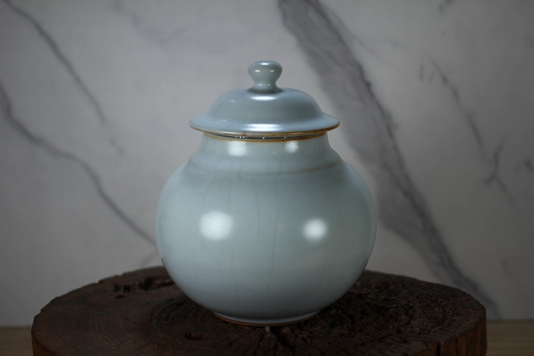 【沐春生活】汝窑茶仓 茶叶罐 储物罐 莺歌名家叶敏祥手作精品 - 调味罐/酱料瓶 - 瓷 