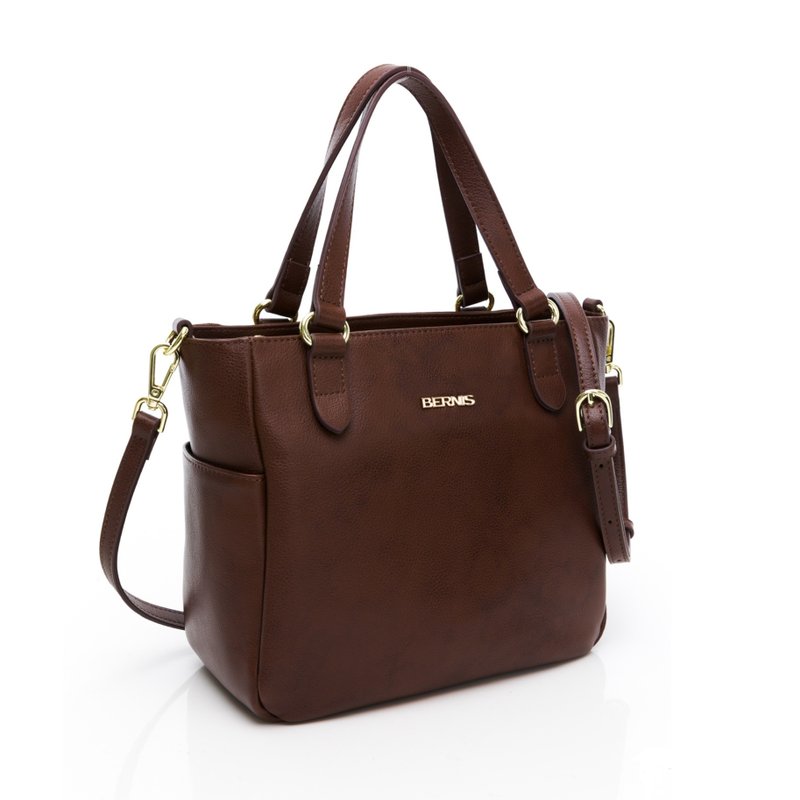 手提 细纹牛皮|2Way手提包-咖啡色 斜肩侧背 - 手提包/手提袋 - 真皮 咖啡色