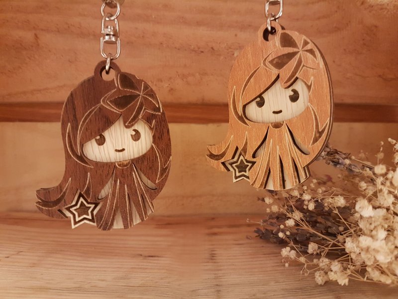 【教师节礼物】木雕星座吊饰─处女座钥匙圈 礼物 - 钥匙链/钥匙包 - 木头 咖啡色