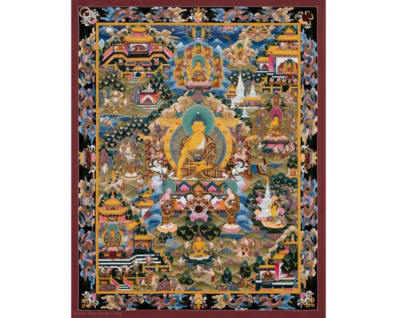灵性象征  佛陀生平的唐卡画 - 墙贴/壁贴 - 其他材质 多色