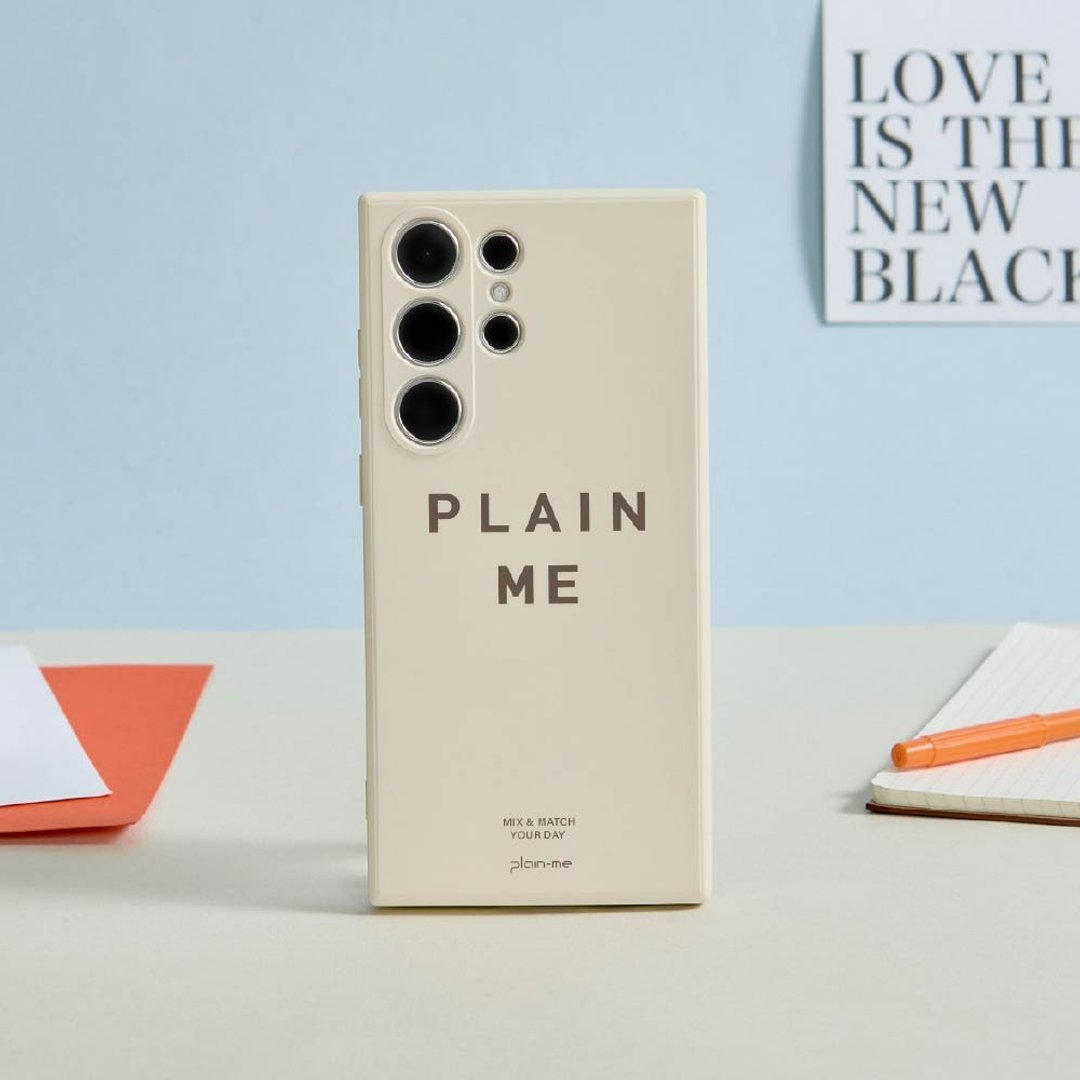 plain-me PLAIN纯色硅胶SAMSUNG手机壳-白底咖啡字 - 手机壳/手机套 - 塑料 多色