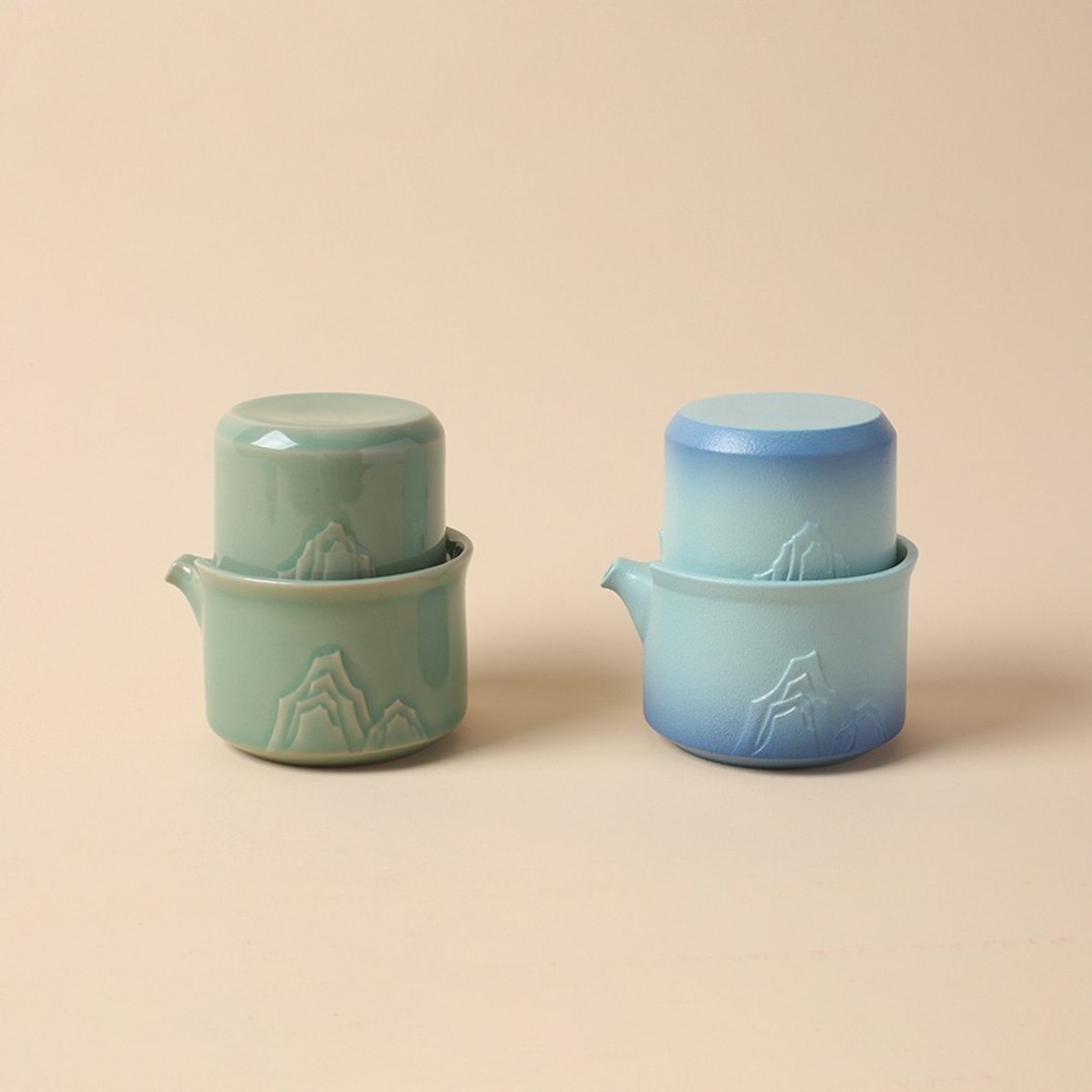 【礼物首选】陆宝 远山随手泡 一壶一杯 + 便携包 旅行茶具 - 茶具/茶杯 - 陶 