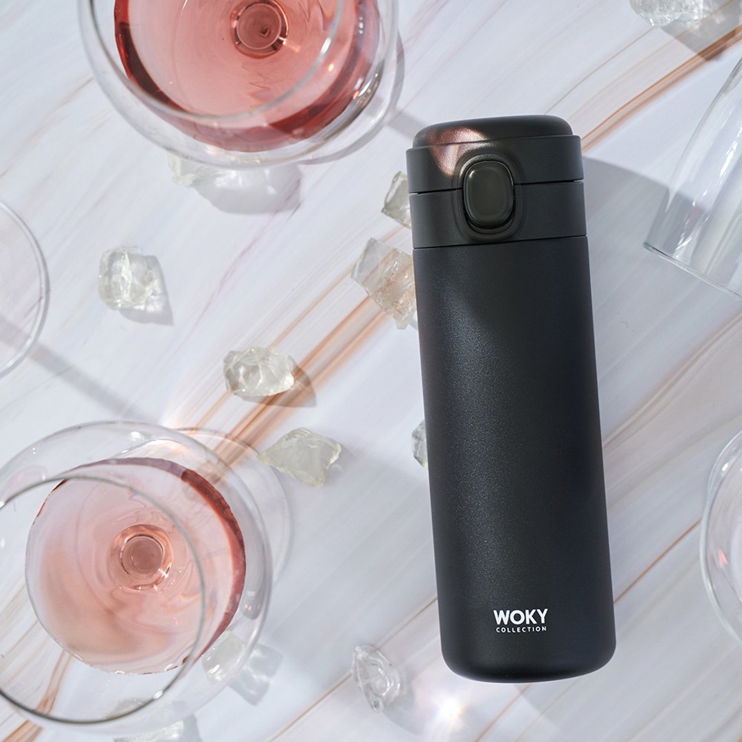 WOKY 沃厨 -轻量弹盖陶瓷易洁层保温瓶450ML-黑色 - 保温瓶/保温杯 - 不锈钢 黑色