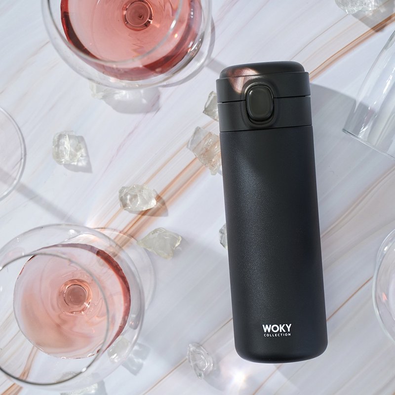WOKY 沃厨 -轻量弹盖陶瓷易洁层保温瓶450ML-黑色 - 保温瓶/保温杯 - 不锈钢 黑色