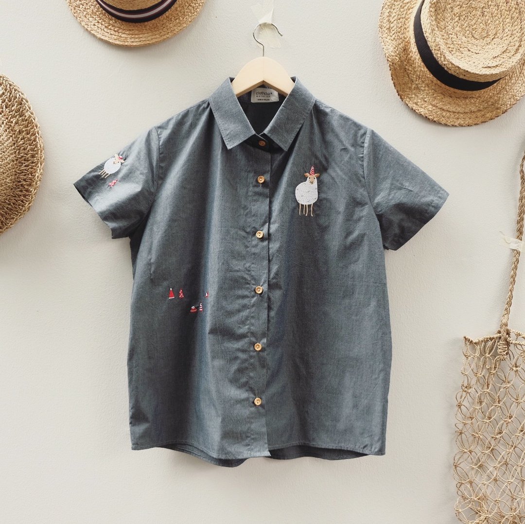 Sheep's Party Shirt : Grey - 女装上衣 - 纸 灰色