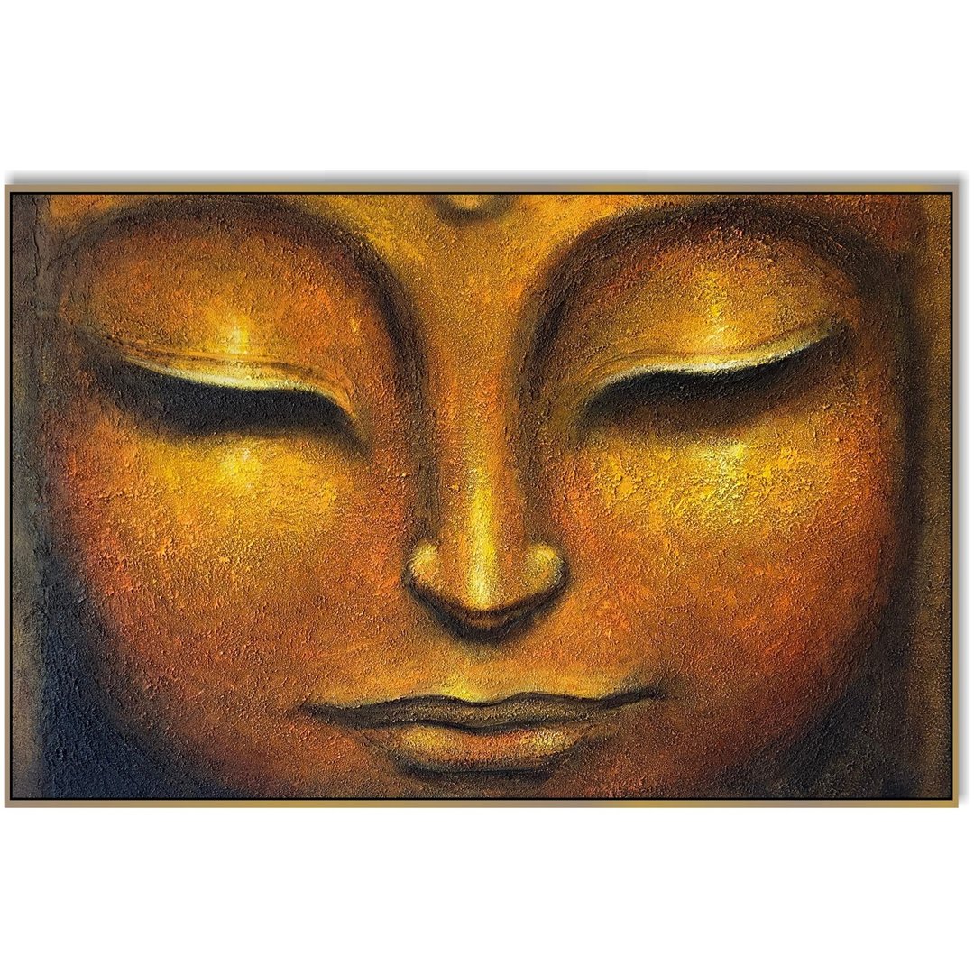 金色佛像墙艺术面部绘画禅宗冥想装饰大型精神艺术 - 墙贴/壁贴 - 压克力 金色