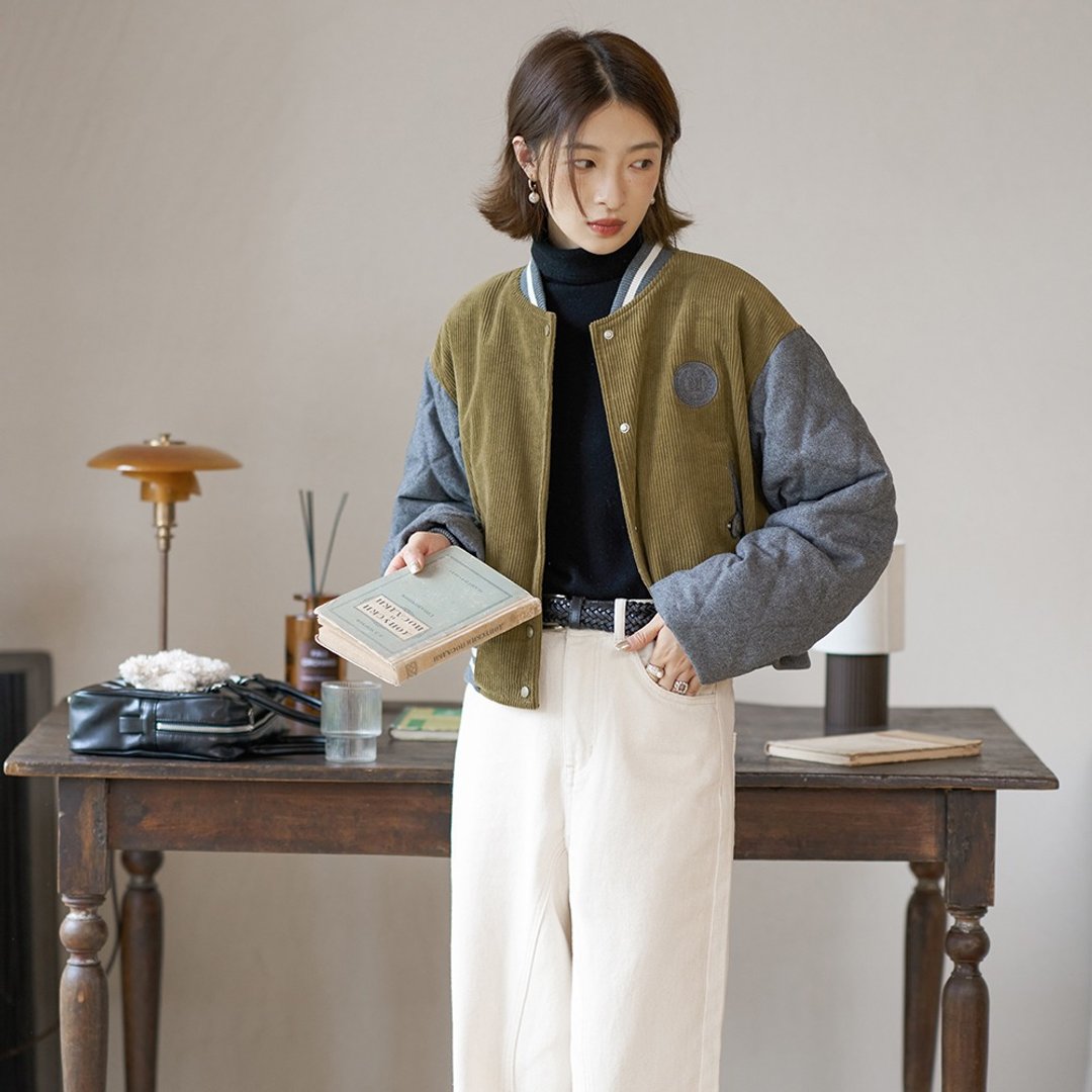 棒球夹克棉服|外套|两色|秋冬款|Sora-1337 - 女装休闲/机能外套 - 棉．麻 多色