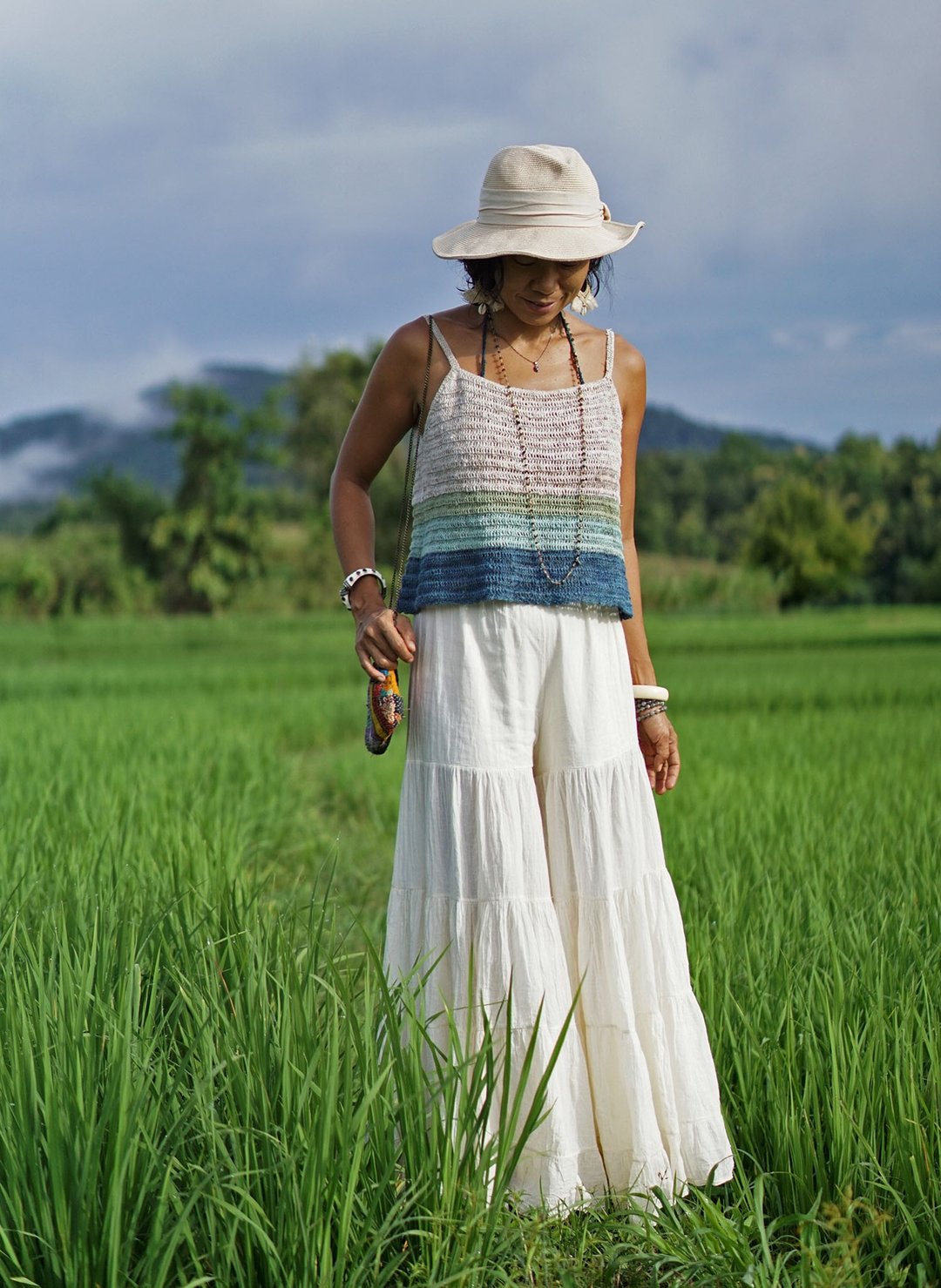 Long ruffle wide leg pants for women. Elegant loose cotton white pants. - 女装长裤 - 其他材质 
