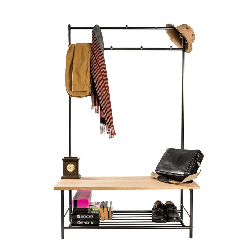 玄关椅长凳 /衣帽椅 /衣帽架 - 衣架/挂勾 - 木头 卡其色