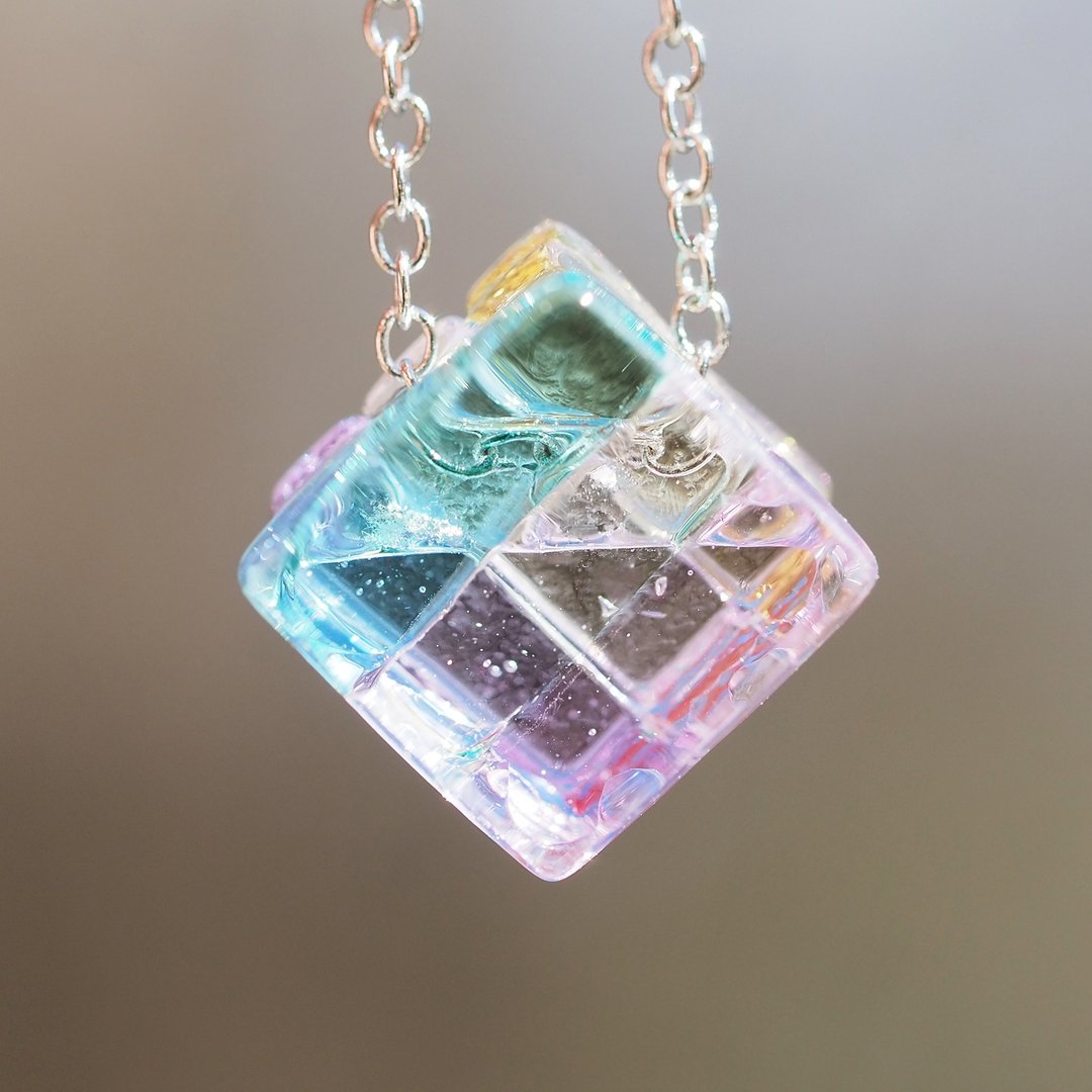 【Rainbow】三九玻璃 (谢谢【樱幸】) 链式项链【可更换为扩香坠饰】【订制商品】 - 项链 - 玻璃 粉红色