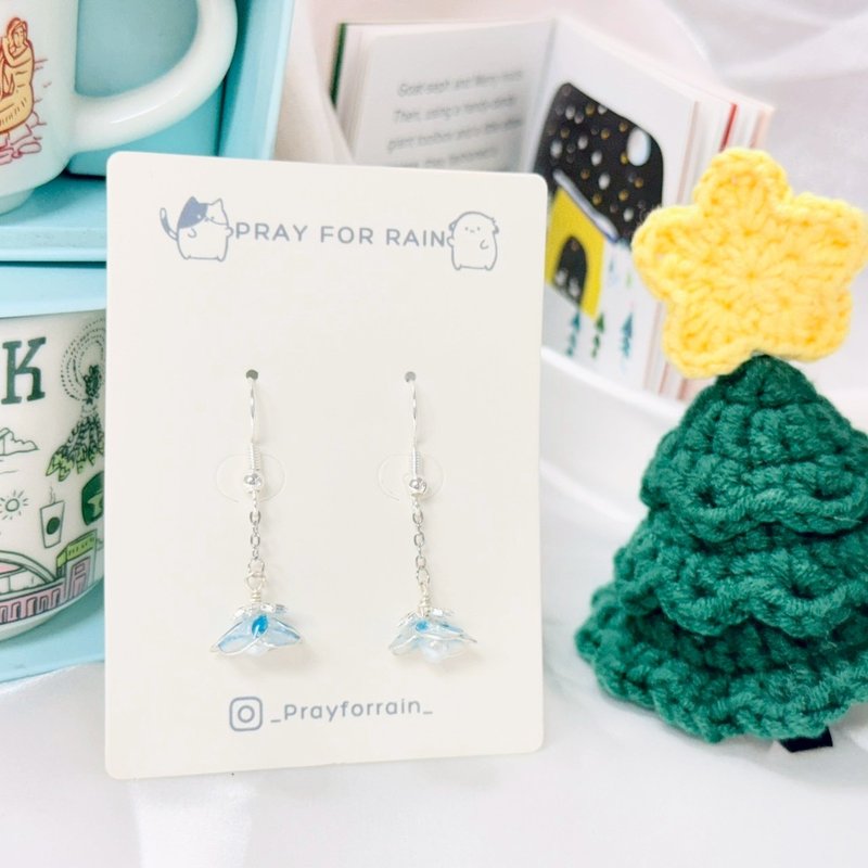 圣诞特辑-冬夜小花铃铛耳环 / 手作水晶花饰品 - 耳环/耳夹 - 树脂 