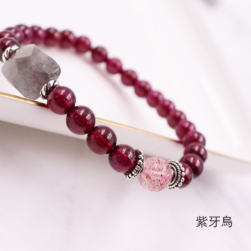 寂静的淡雅--红石榴石*拉长石 - 手链/手环 - 宝石 多色
