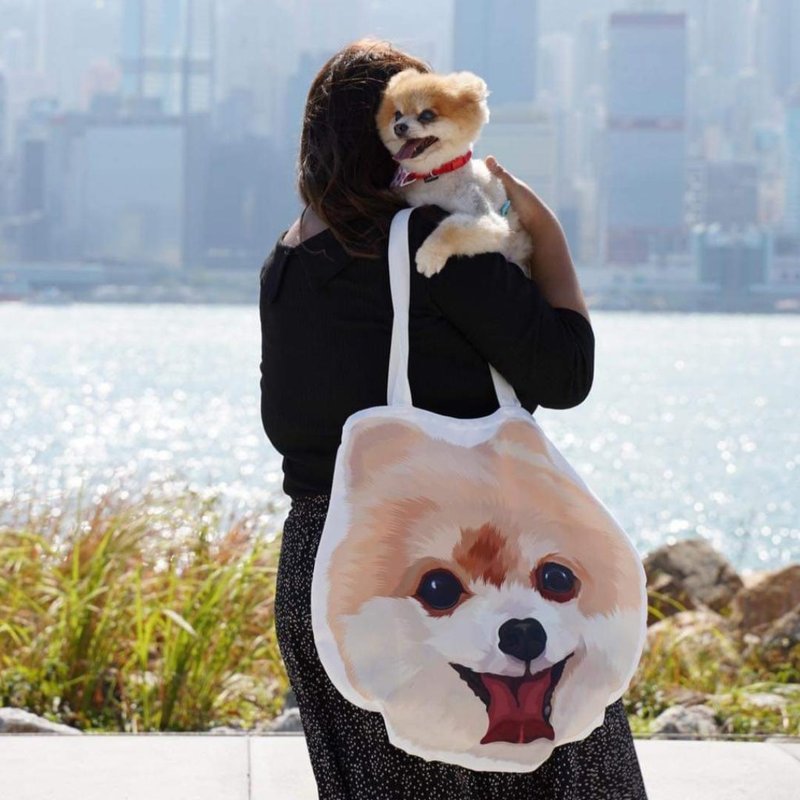 定制化宠物似颜绘大头帆布袋 Totebag 托特包 帆布包 Tote - 侧背包/斜挎包 - 其他材质 