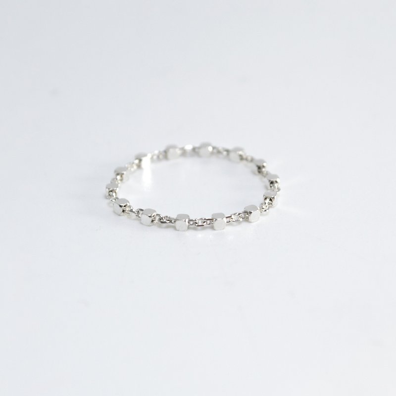 恋戒-小方块款 - 戒指 - 纯银 银色