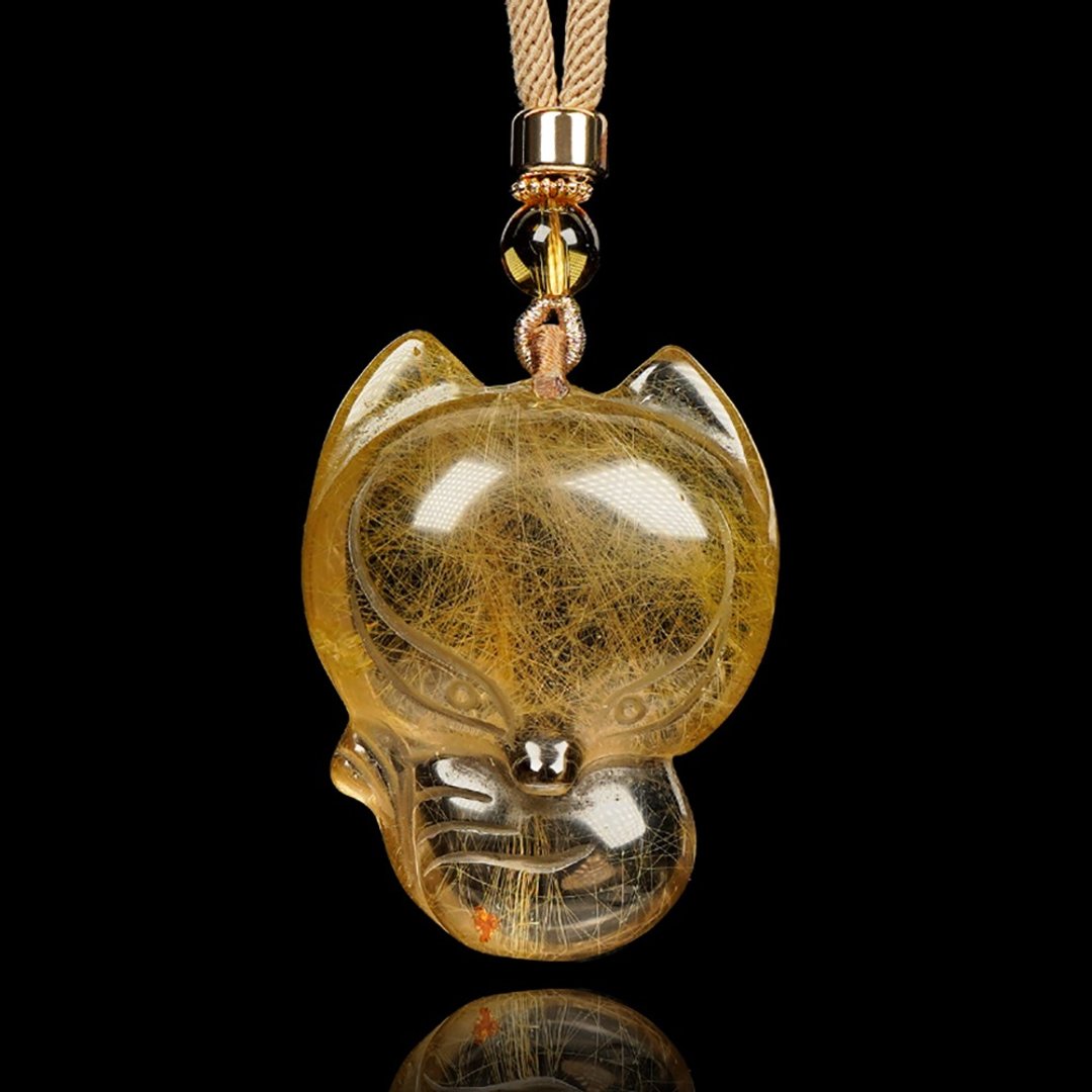 【正佳珠宝】金发晶 高品发晶狐狸 38.7g 金发晶吊坠 - 项链 - 半宝石 多色