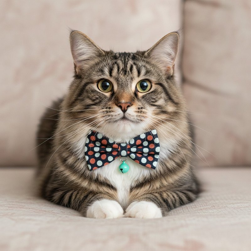 双色点点款 蝴蝶结宠物装饰项圈 猫咪 小型犬 迷你犬 - 项圈/牵绳 - 棉．麻 蓝色