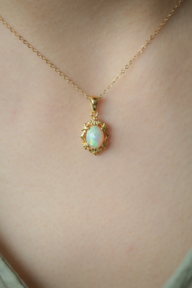 宫廷非洲白欧泊项链│蛋白石 诞生石 Opal - 项链 - 半宝石 金色