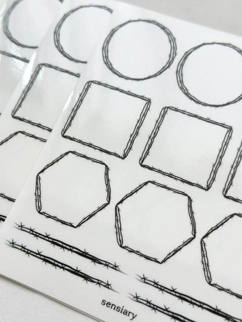 sensiary 铁丝网图案人物透明贴纸 5p - 卡片/明信片 - 纸 