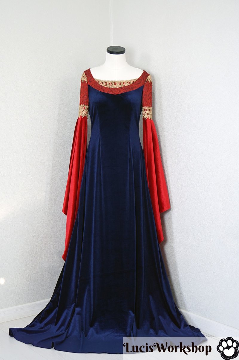 inspired by Arwen cosplay dress - Blood Red Gown - Made to order - 晚装/礼服 - 聚酯纤维 蓝色