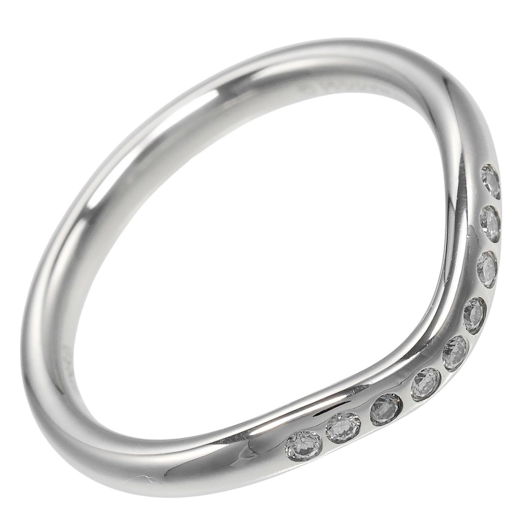 【日本直送】蒂芙尼 TIFFANY&Co. 戒指 曲线镶嵌 6.5号 Pt950铂金 9颗钻石 约3.22g 戒指 2mm【二手】A级 - 戒指 - 贵金属 银色