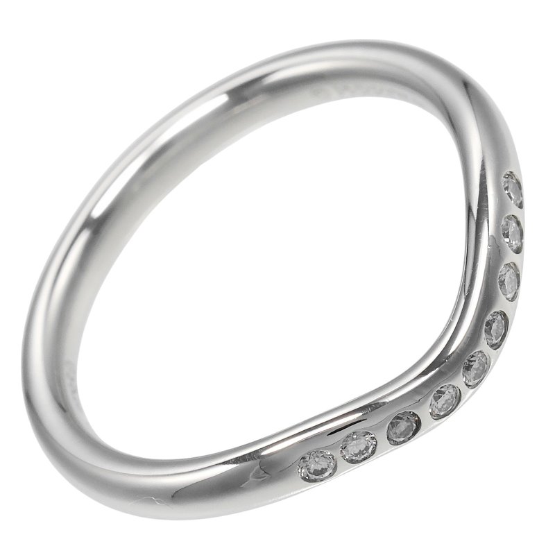 【日本直送】蒂芙尼 TIFFANY&Co. 戒指 曲线镶嵌 6.5号 Pt950铂金 9颗钻石 约3.22g 戒指 2mm【二手】A级 - 戒指 - 贵金属 银色