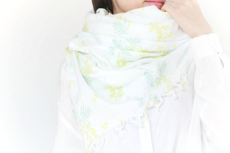 今天是主角，含羞草大摊，母亲节，敬老日，生日礼物 - 丝巾 - 棉．麻 黄色