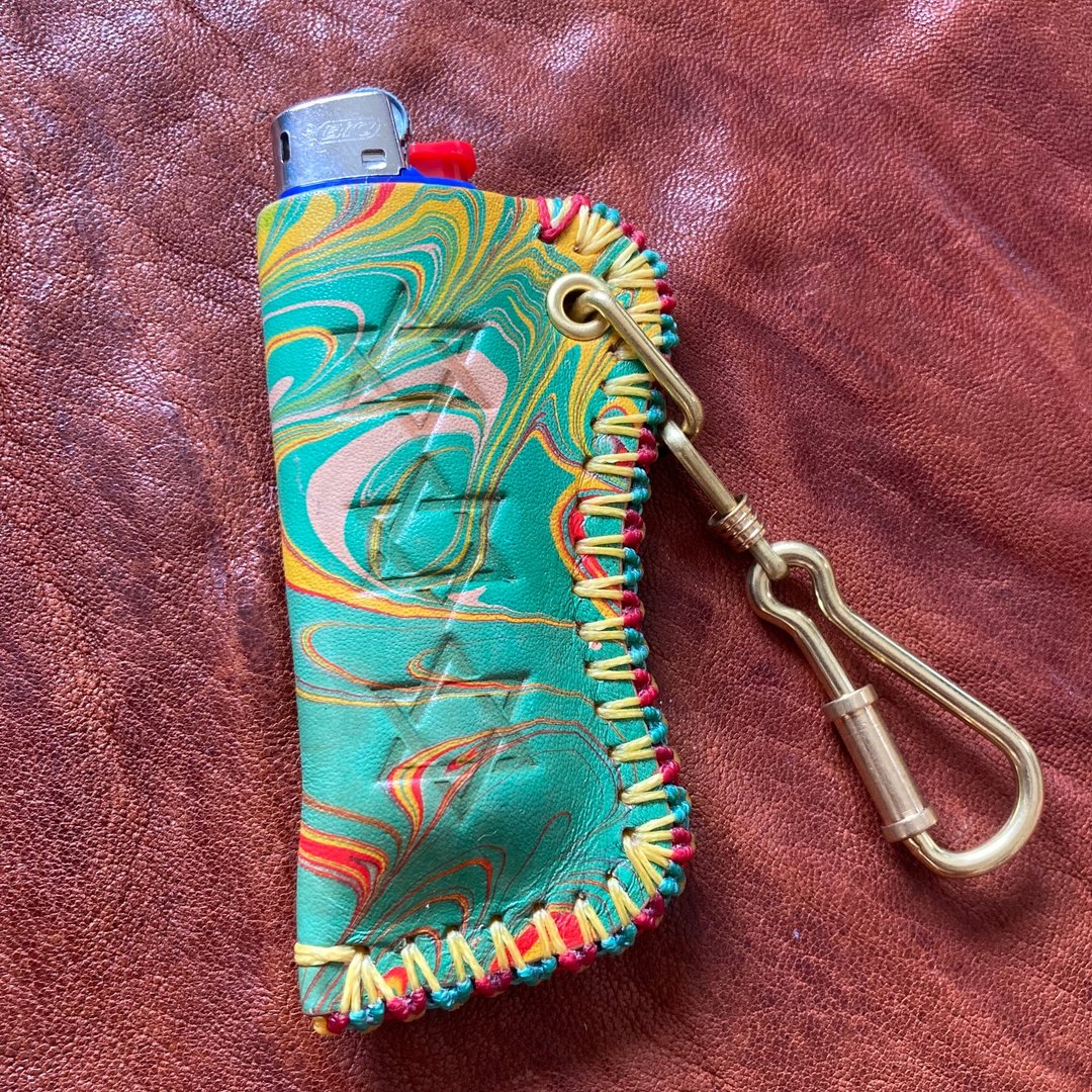 -Rasta- 黄铜 Bic 打火机套，附登山扣 - 其他 - 真皮 红色