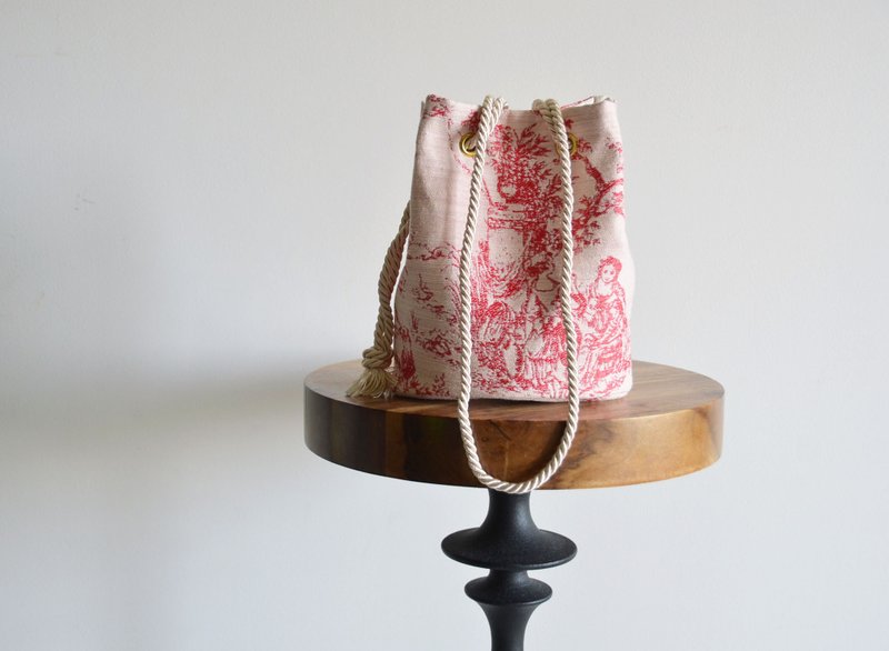 数量限定 法国印花棉布提花 2用波歇特水手包 红色 Toile de Jouy - 侧背包/斜挎包 - 棉．麻 红色