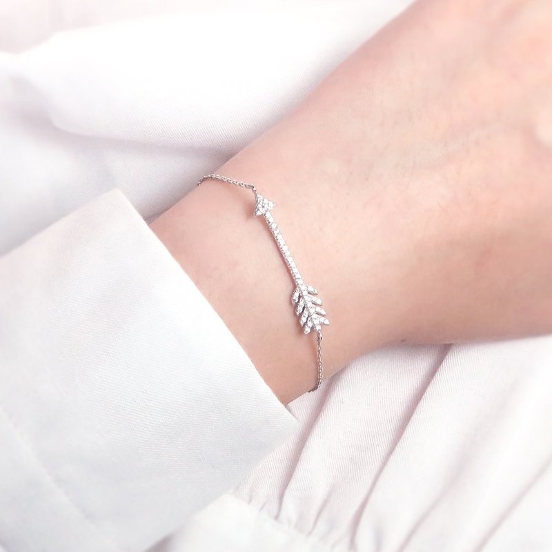 邱比特之箭 美钻款 925纯银 镀金手链 白K金 女生手链 - 手链/手环 - 纯银 银色