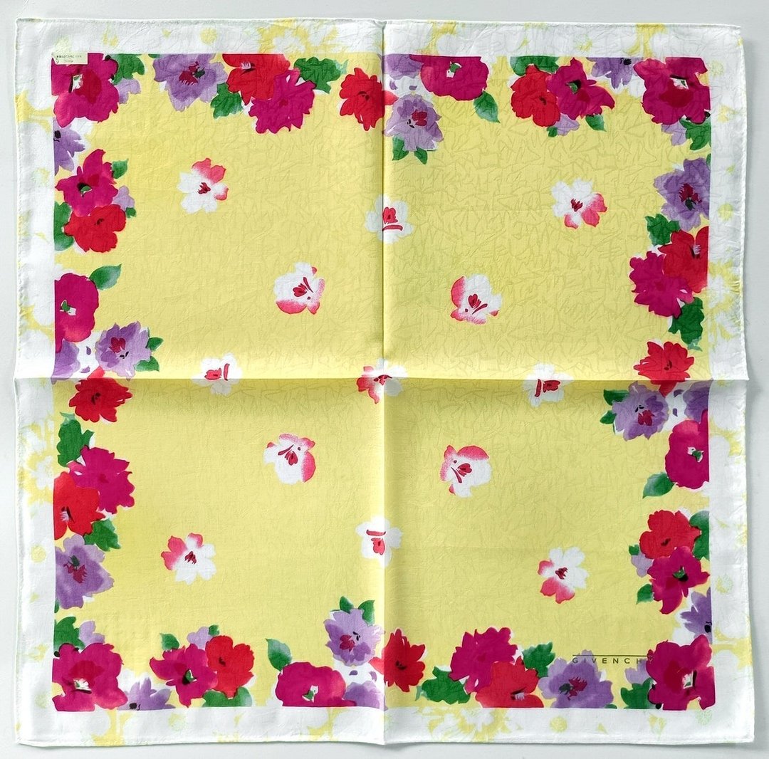 Givenchy 黄色花卉印花提花手帕 - 19 x 19 英寸 - 手帕/方巾 - 棉 黄色