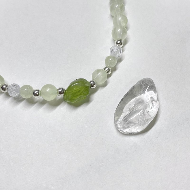 【Pingzhi】葡萄石 | 钻切锆石 个性橄榄石 手链 - 手链/手环 - 水晶 