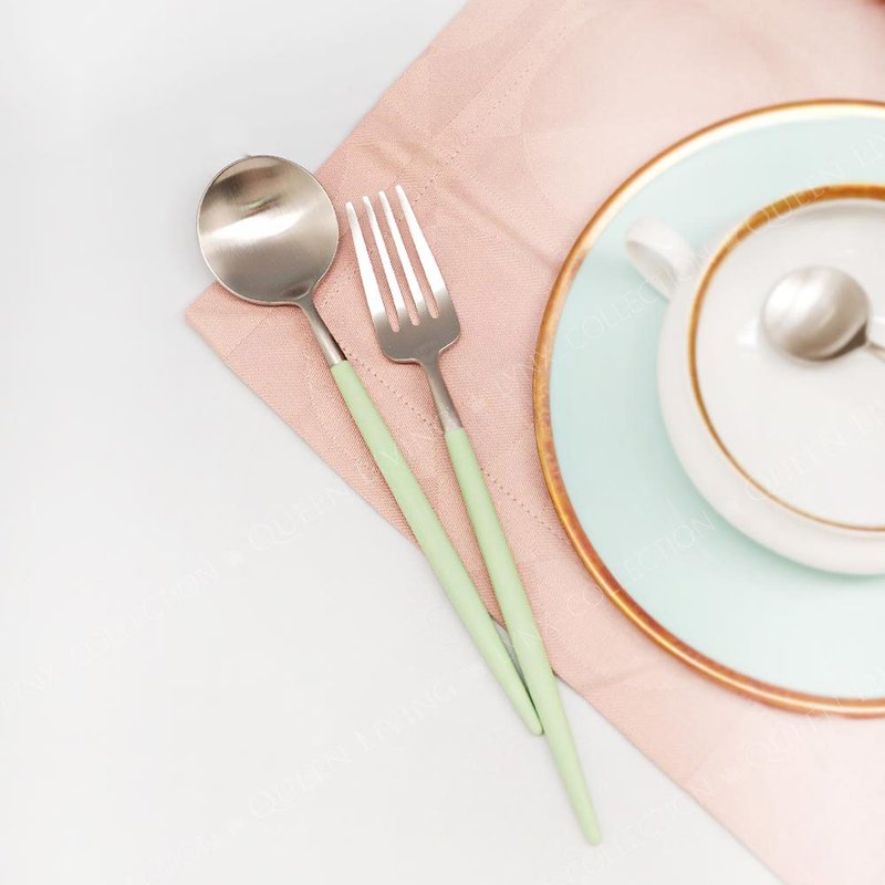 葡萄牙Cutipol GOA系列青玉柄点心叉匙组 - 餐刀/叉/匙组合 - 不锈钢 绿色