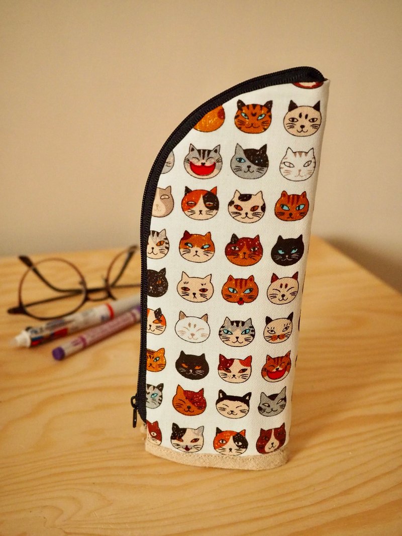 手工制作 百变猫猫图案直立式笔袋 眼镜袋 餐具袋 化妆袋 - 铅笔盒/笔袋 - 棉．麻 多色