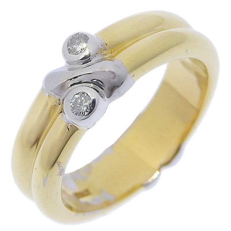 [日本直送] Tiffany & Co. Signature 戒指，尺寸 6.5，2P 钻石，K18YG x K18WG x 钻石，约 5.7g [二手] - 戒指 - 贵金属 金色