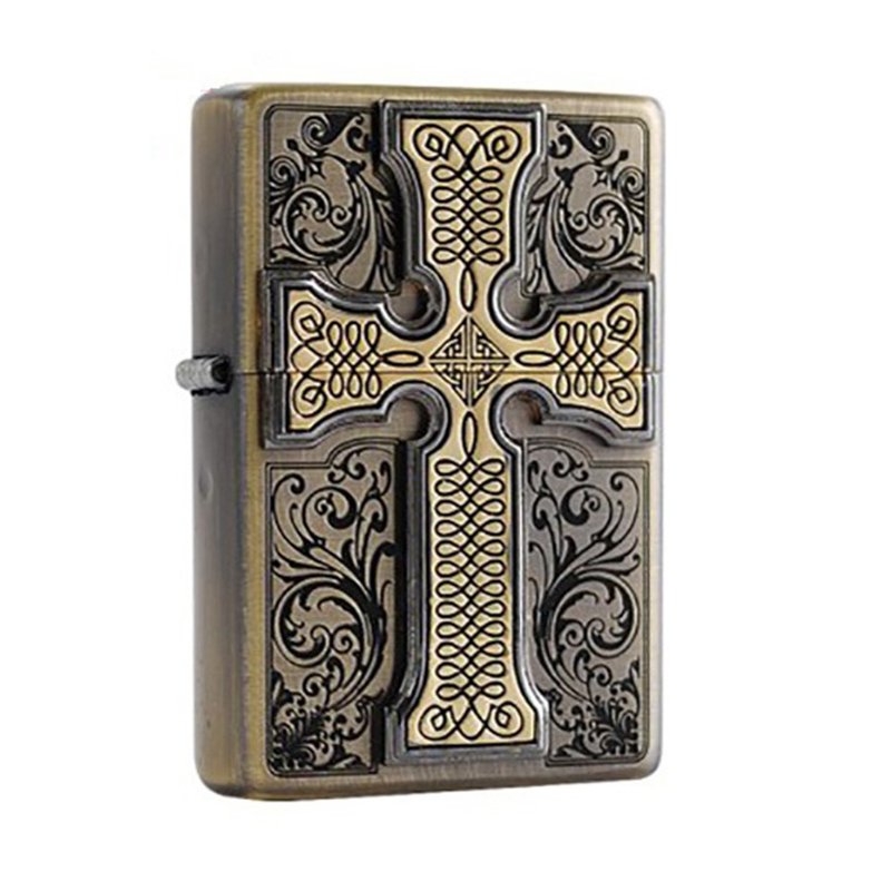 【ZIPPO官方旗舰店】 信仰十字架(仿古黄铜)防风打火机 ZA-1-59D - 其他 - 铜/黄铜 卡其色