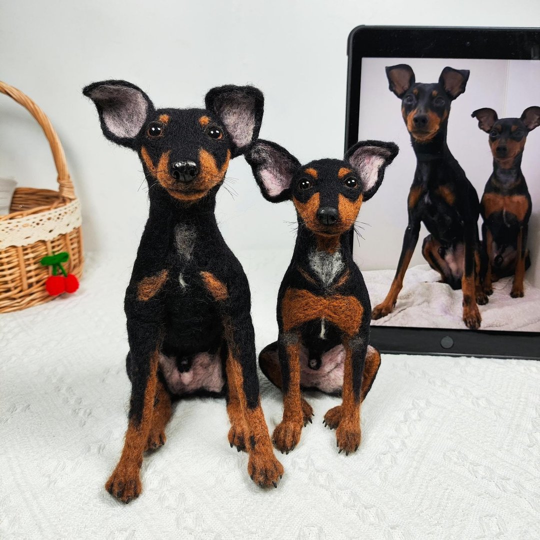 定制 逼真犬 毛孩 宠物 小鹿犬 羊毛毡 娃娃 似颜绘 纪念 狗狗 p2 - 玩具 - 羊毛 多色
