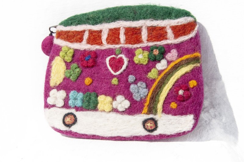 悠游卡套 羊毛毡化妆包 数位相机包 手机袋 羊毛毡手机-恋爱巴士 - 化妆包/杂物包 - 羊毛 多色