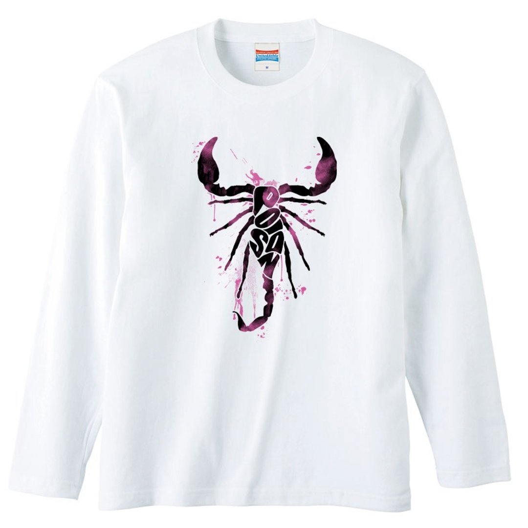 Long sleeve T-shirt / poisonous scorpion - 男装上衣/T 恤 - 棉 白色