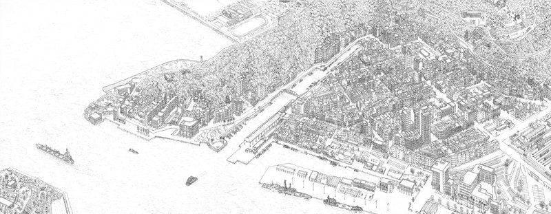 高雄玛星手绘地图 - 墙贴/壁贴 - 纸 白色